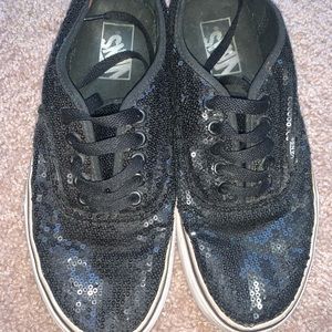 Women’s black sequin vans